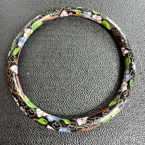 Cloisonne Black Bangle Bracelet